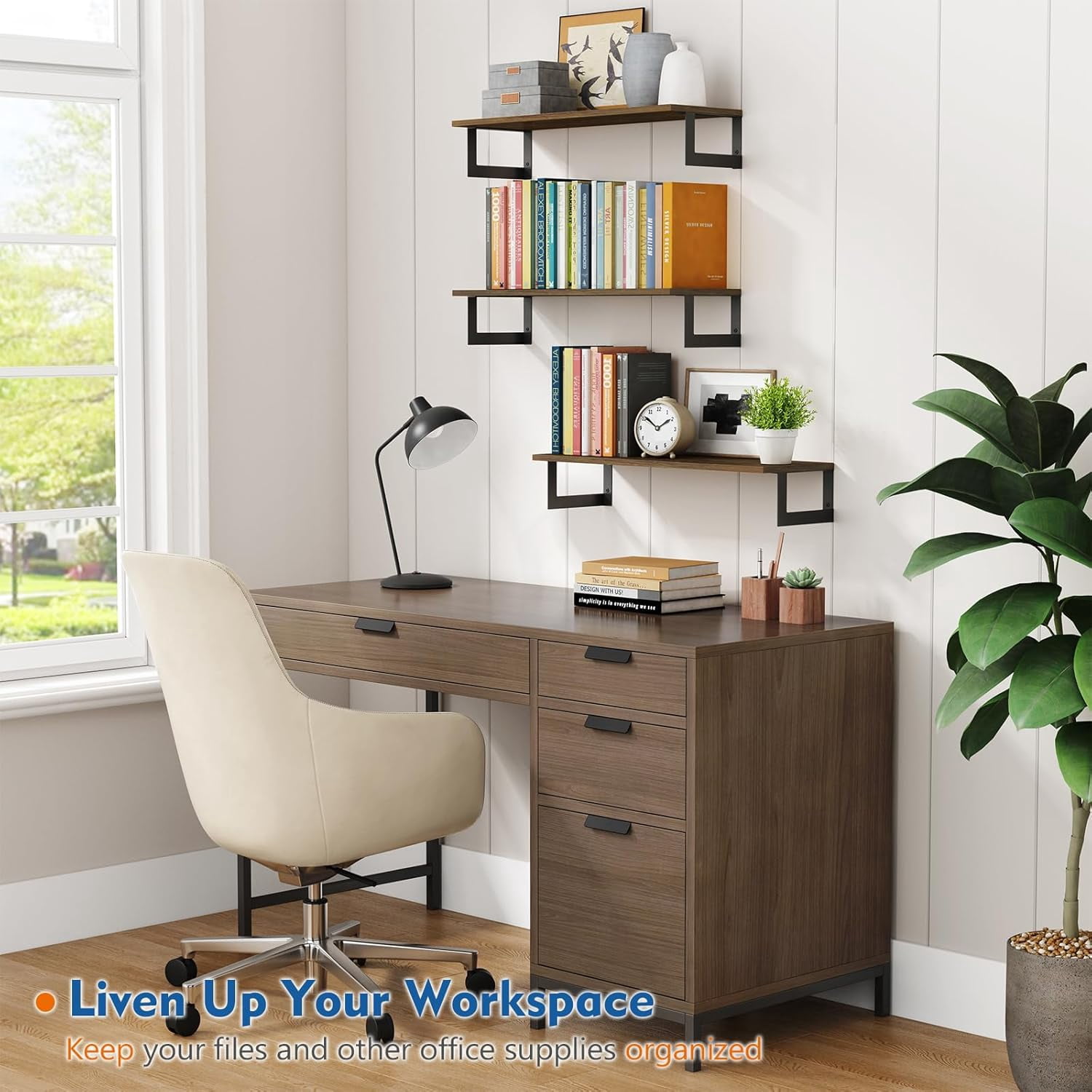 Floating Book Shelves for Wall 3-Pack, 24 Inch Long Wall Mount Bookshelf for Bedroom, Rustic Farmhouse Wood Hanging Bookshelves for Living Room Office Books Plants (Dark Brown)