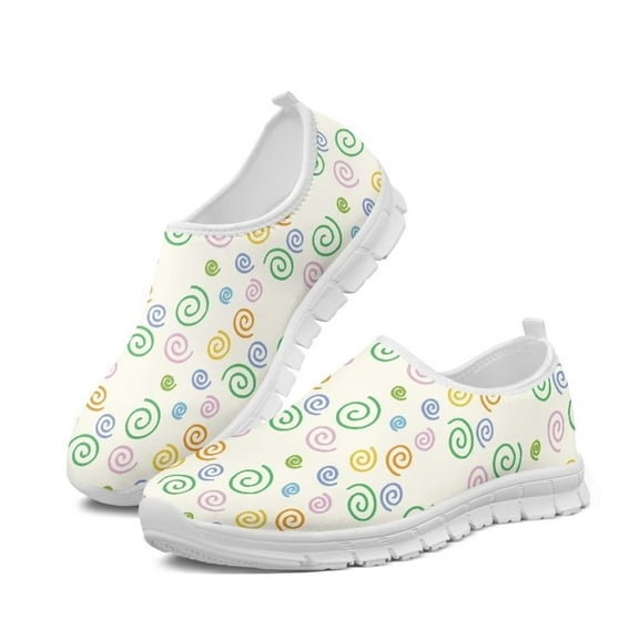 Psesaysky Colorful Circles Printed Shoes for Girls Students Low-Cut Casual Shoes Lightweight Breathable Walking Sneakers