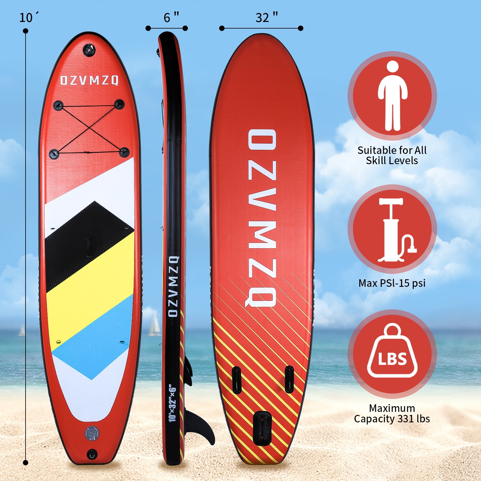 Inflatable Stand Up Paddle Board with SUP Accessories Anti-Slip EVA Deck 10’6’’ Inflatable Paddle Boards for Adults & Youth of All Skill Levels