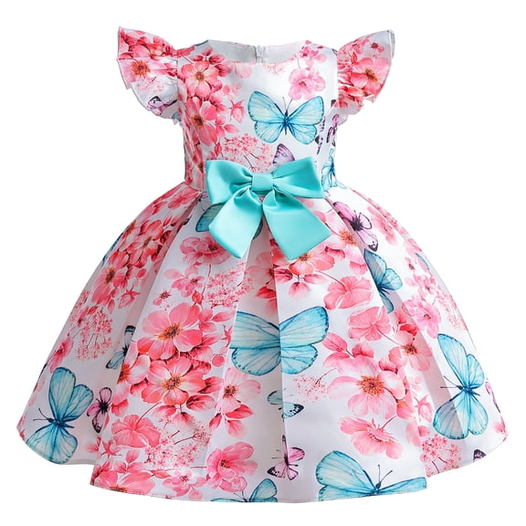 2-9T Flower Butterfly Girls Dress Ball Gown Party Pageant Floral Dresses
