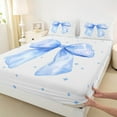 thumbnail image 3 of Feelyou Princess Blue Bowknot Full Size Sheets for Kids, Cartoon Watercolor Ribbon Bed Sheets, Dreamy Stars Sheet Sets, Breathable Home Decor, 4 Pieces, 3 of 7