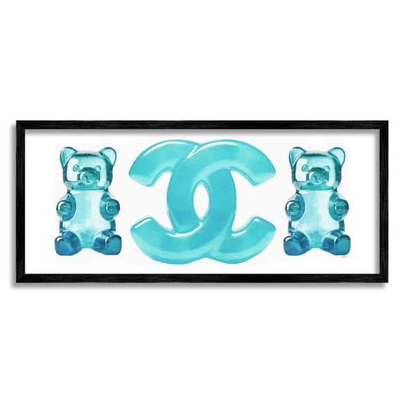 Stupell Industries Blue Glam Gummy Beauty & Fashion Painting Black Framed Art Print Wall Art, 24 x 10
