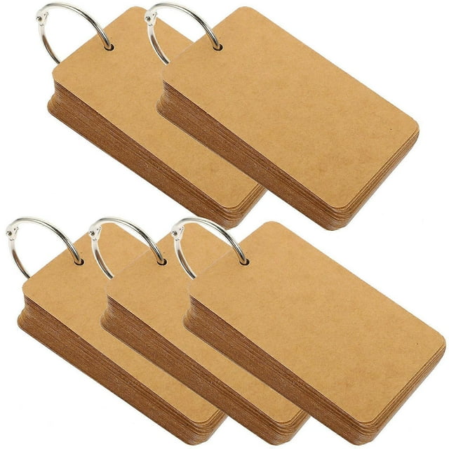 Brown Kraft Paper Blank Cards for Writing with Metal Ring 5 Pieces Lightweight Study Note