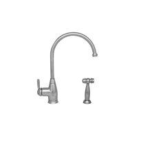 Queenhaus Single Lever Faucet with a Long Gooseneck Spout, Solid Single Lever Handle and Solid Brass Side Spray - Polished Chrome