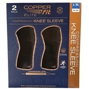 Copper Fit Elite Copper Infused Flexible Knee Compression Sleeve Large/Extra Large 16"-20" Black for All Activities Odor Reducing Unisex