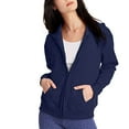 thumbnail image 2 of Hanes Womens ComfortSoft EcoSmart Full-Zip Hoodie Sweatshirt, 2XL, Navy, 2 of 9