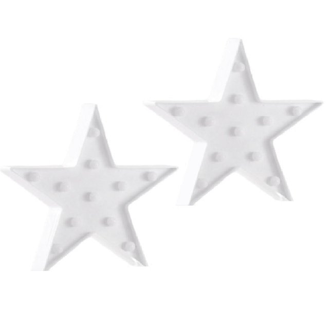2 piezas de luces nocturnas de plástico con forma de estrella, marquesina LED a batería, letrero de estrella, decoración de cine en forma de estrella, lámparas de pared para habitación B