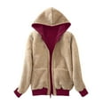 thumbnail image 4 of Ichuanyi Women's Casual Winter Warm Sherpa Lined Zip Up Hooded Sweatshirt Jacket Coat, 4 of 4