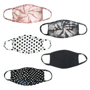 PRO MC 5Pcs Unisex Polka Dot & Tie Dye Variety Pack Face Mask Protect Reusable Comfy Washable Made In USA Masks