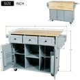 thumbnail image 4 of Îlot de Cuisine Moderne sur 5 Roulettes avec Armoire de Rangement et Comptoir Rabattable, Chariot de Cuisine avec Porte d'Armoire, Supports de Rangement Internes et 3 Tiroirs pour Salle à Manger (Gris Bleu), 4 of 9