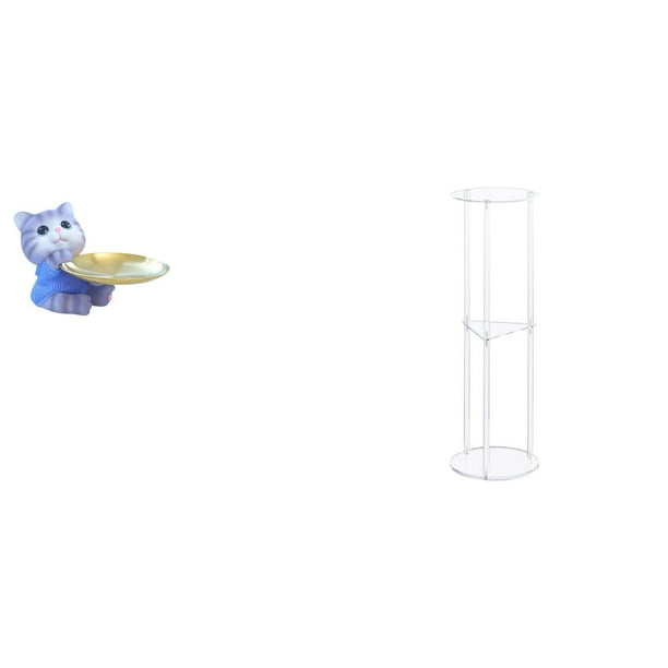 Figura de oso,Bandeja para gatos Bandeja para dulces para gatos Bandeja para estatuas de resina,Mesa auxiliar redonda,Mesa auxiliar redonda de acrílico transparente de 3 niveles para sala de
