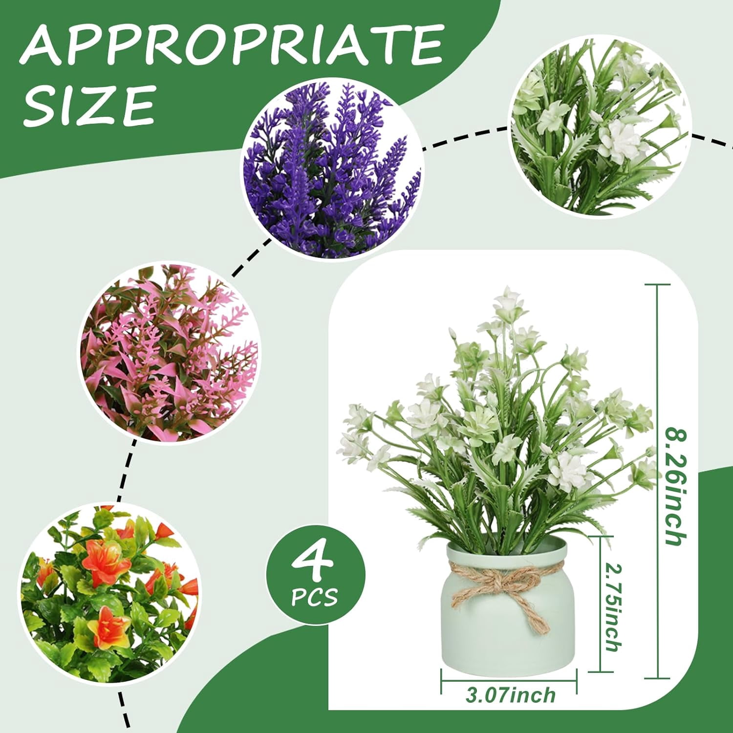 6pcs Artificial Pot Flowers Small Fake Plants with Pot Mini Potted Plants for House Office Tabletop Decoration