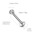 thumbnail image 5 of Surgical Steel Labret Stud 20  18 Gauge Threadless Flat Back CZ Gem, 5 of 9