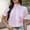 Pink, variant on Tittly Button Down Shirts Shirts for Women Women's Striped Down Shirts Casual Puff Short Sleeve Ruffle Mock Neck Work Blouses Tops Short Sleeve Shirts Womens Shirts Blue L