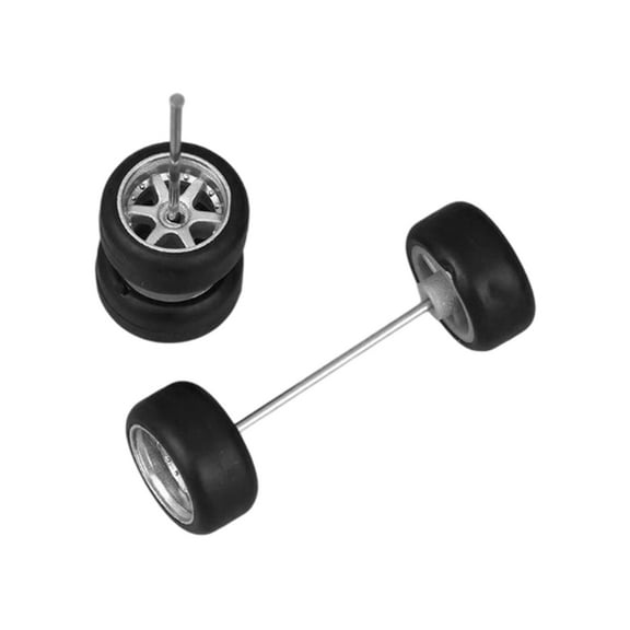 Fantasook Pack Of 4 1/64 Scale Remote Control Car Wheels With Axles For Diecast Model Truck Upgrades