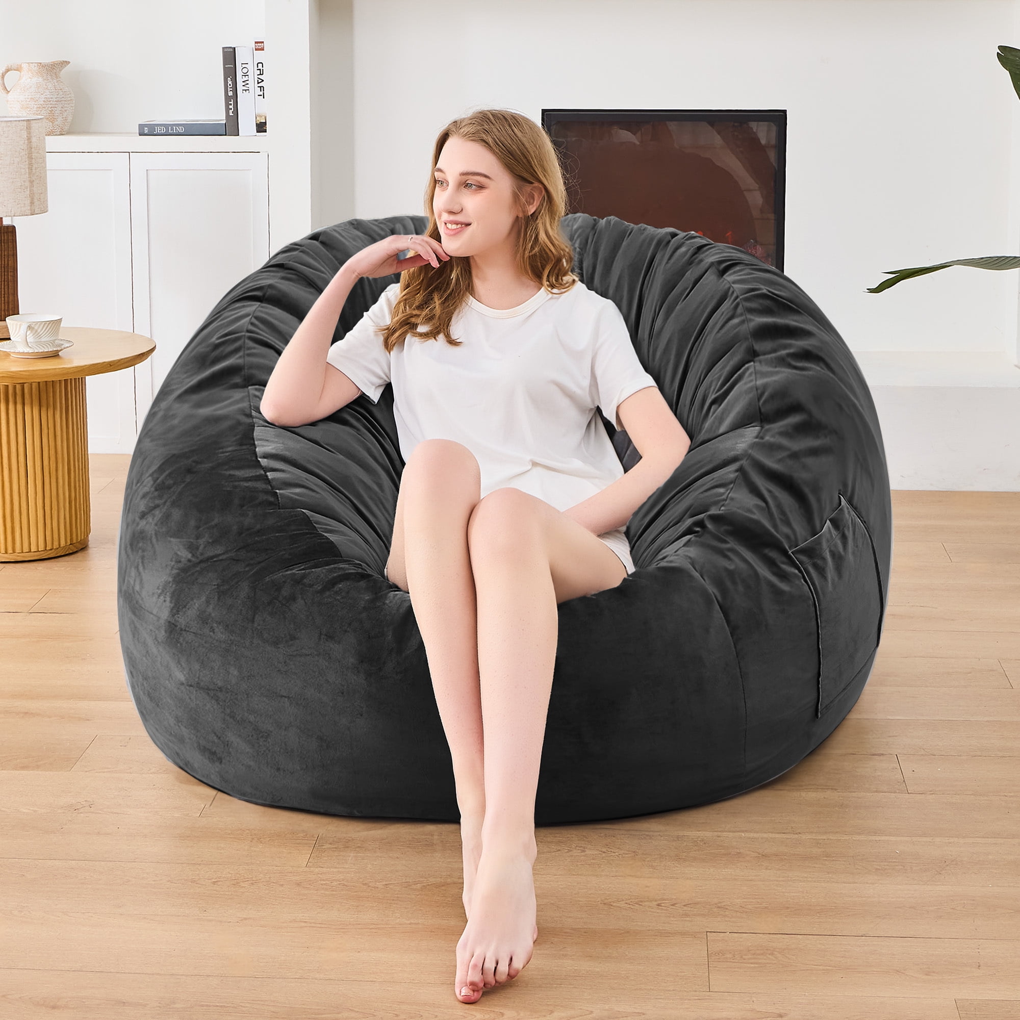 XIECUVA Bean Bag Chair Stuffed Memory Foam for Adults，X-Large Size Beanbag Sofa，5 ft