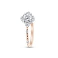 thumbnail image 4 of 2/3 Carat Centre 5MM Round Cut Moissanite Lab Create Diamond Three Stone Beaded Engagement Wedding Bridal Ring 14K Rose Gold Over Sterling Silver(0.66 Cttw)-9.5, 4 of 6