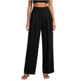 thumbnail image 5 of SeekIslam Women's Solid Color Business Pants Casual Wide Leg High Waist Casual Pants | Lightweight and Breathable, Wide Elastic Belt, 5 of 5