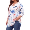 thumbnail image 4 of WellSize Plus Size Womens Tunic Tops 3/4 Sleeve Dressy Fall Blouses Casual V Neck Floral Shirts Tunics for Leggings, 4 of 9