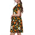 thumbnail image 2 of Balery Harvest Pumpkins Vestidos sueltos de manga corta para mujer, vestidos de verano 2025, vestidos casuales de corte A con vuelo., 2 of 6