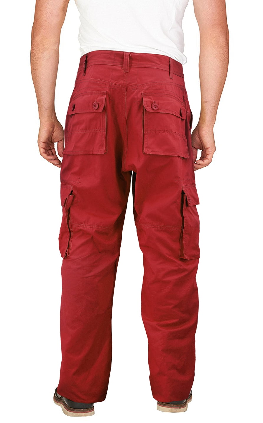 red combat pants