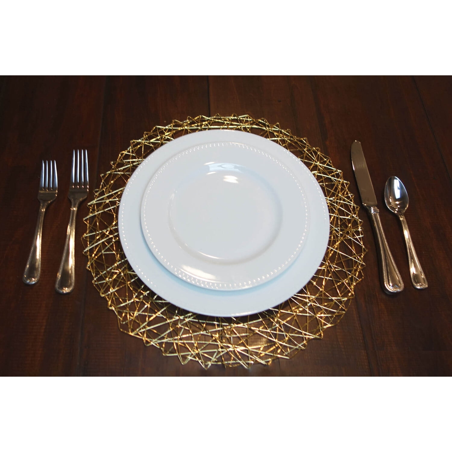 Gold Woven Paper Round Placemat (Set of 6)