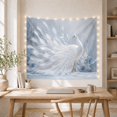 thumbnail image 5 of White Peacock in Misty Botanical Scene Dreamy Watercolor for Nature Lovers Wildlife Wall Art Christmas Gift Tapestry Wall Hanging for Bedroom and Living Room, 5 of 7