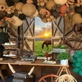thumbnail image 2 of Western Cowboy Backdrop Photography Wild West Rustic Wooden Western Party Decorations Farmhouse Horse Barn Door Vintage Country Birthday Background Banner Photo Booth Props Supplies, 2 of 5