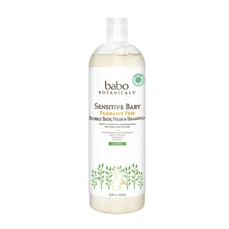 Babo Botanicals Sensitive Baby Bubble Bath & Wash Fragance Free - 15 oz