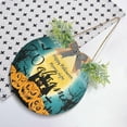 thumbnail image 4 of Happy Halloween Horror Night Welcome Sign Front Door Round Wall Door Sign with Flowers Hanging Sign for Entryway Front Porch Hallway Yard Garden Home Decor, 4 of 7