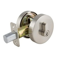 Design House 581868 Emblem Round Single Cylinder Deadbolt, Satin Nickel