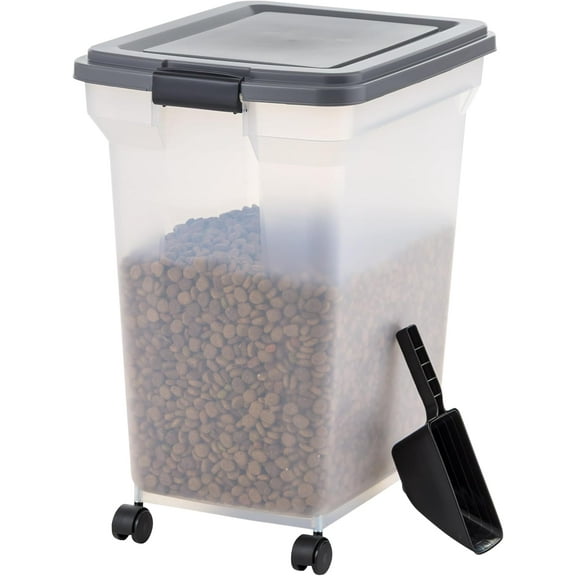 IRIS USA 58 lbs Dog Food Storage Container w/ Scoop, Dark Gray