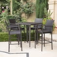 thumbnail image 2 of Colburn Outdoor 5 Piece Multi-brown Wicker Square Bar Table Set, 2 of 5
