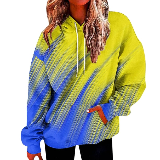 Gibobby Sudadera de mujer, Sudaderas con capucha para mujer 2023 otoño invierno moda manga larga cordón suéter casual elegante con botones blusa ligera(Amarillo,M)