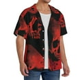 thumbnail image 2 of Goofa Red And Black Abstract Skull Printed Men's Casual Short-sleeved Shirt,Lightweight Breathable Button-down,Summer Casual men's top,Versatile Fashion shirt-XX-Large, 2 of 7