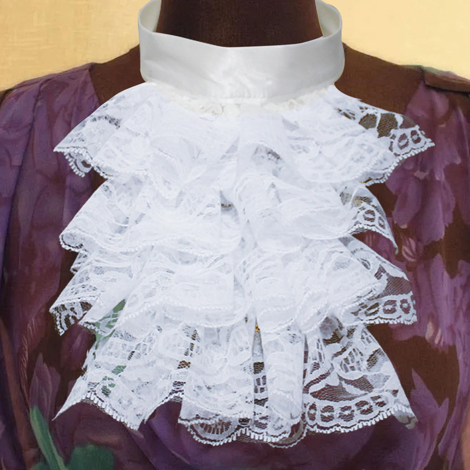 CRAFTYMELODY Collar De Volantes Renacentista Blanco – Cuello Falso De Malla Y Tul Para Disfraces Victorianos Y Cosplay