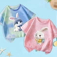 thumbnail image 2 of Gubotare Girl Shirt Kids Girls' Fashion Short Sleeve Crop Tops T Shirt Tee Top Dance Wear Gymnastic Fancy Dress (L,Size 3-4 Years), 2 of 3