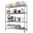 thumbnail image 5 of Ktaxon 4 Tier Wire Shelving with Wheels, 46"W x 17.7"D x 65"H Multifunctional Storage Rack Metal Garage Shelves Organizer, Capacity for 800lbs, Silver Gray, 5 of 19