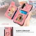 thumbnail image 2 of Nalacover For Samsung A54 5G Case Ring Holder Kickstand with Credit Card Holder, Back Flip Premium Leather Magnetic Clasp Removable Wirst Hand Strap Cover for Samsung Galaxy A54 5G, Pink, 2 of 15