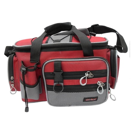 Fishing Tackle Bag with Adjustable Waist Belt Multi-Pocket Canvas Shoulder Bag for Outdoor Fishing Gear Storage