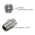 thumbnail image 4 of Uxcell 5 Paquete de Puntas de Limpieza de Superficie - 40 Grados 1/4" NPT Macho Boquillas de Lavadora a Presión, Acero Inoxidable con Cinta de Sellado (Orificio de 1.449 mm), 4 of 7