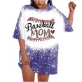 thumbnail image 1 of Fiudx Liquidación de Ahorros de Verano Camiseta Larga de Manga Corta con Cuello Redondo y Estampado Informal de Béisbol para Mujer, 1 of 5