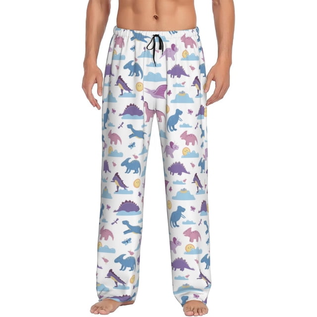 Balery Dinosaur Pantalones de pijama para hombre, pijama ultraligero, pantalón de descanso-XX-Large
