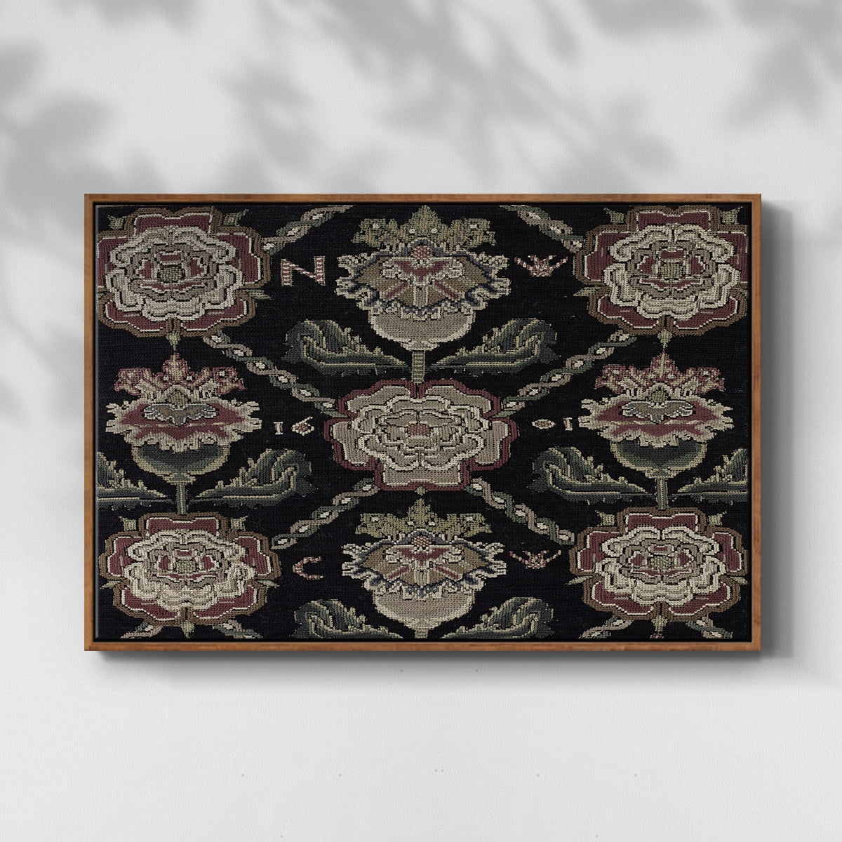 Vintage Abstract Print-XXXI Framed in Walnut Wood Gallery Wrapped Canvas 27 in. x 41 in.