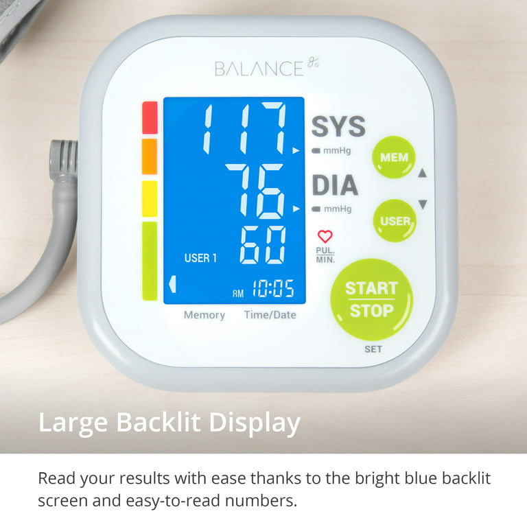 Greater Balance Bluetooth Blood Pressure Monitor Cuff by Balance with Upper  Arm Cuff, Digital Smart BP Meter With Large Display
