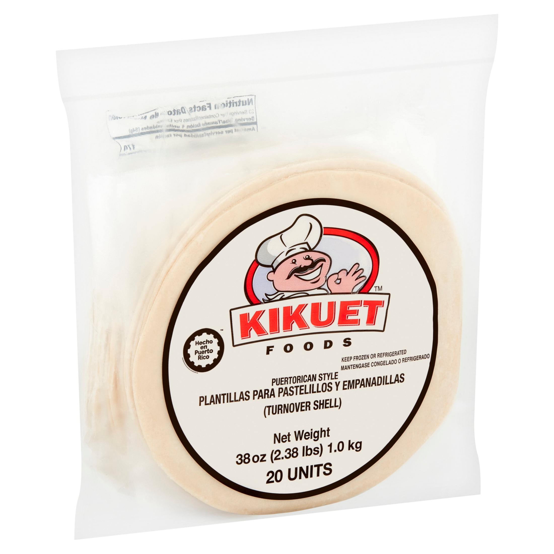Kikuet Puertorican Style Turnover Shell 38 oz, 20 Count Plastic Packet (Frozen)