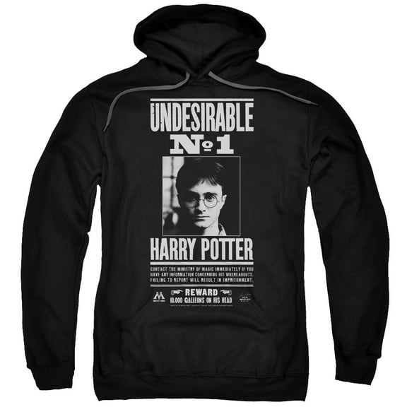 Trevco HP7000-AFTH-4 Harry Potter & Undesirable No.1 Adult Pull Over Hoodie, Black - Extra Large