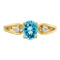 thumbnail image 5 of Solid 14k Yellow Gold 7x5mm Oval Blue Topaz Diamond Engagement Ring Size 6 (.05 cttw.), 5 of 6