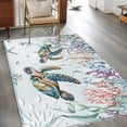 thumbnail image 3 of Rectangle Rug 3x5Ft Sea Turtle Coral Seaweed Soft Indoor Throw Rugs Carpets for Living Dining Bedroom Kids Room Non-Slip Playroom Crawl Rug Floor Mats Summer Coastal Nautical Theme, 3 of 9
