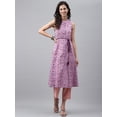 thumbnail image 4 of Janasya Lavender Cotton Floral PrintedMandarin collar Sleeveless A-Line Kurta, 4 of 8